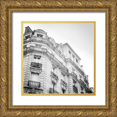 Paris Moments II BW Gold Ornate Wood Framed Art Print with Double Matting by Marshall, Laura