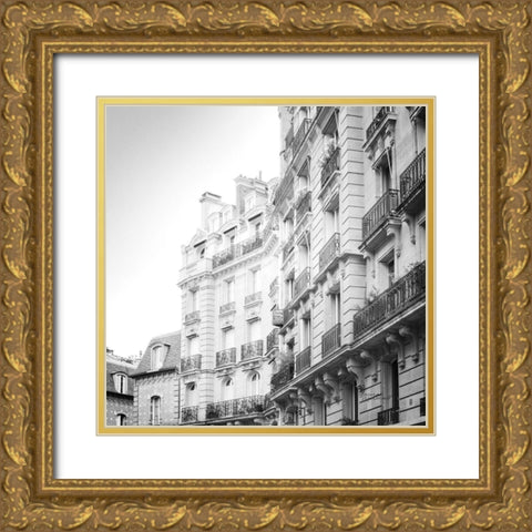 Paris Moments III BW Gold Ornate Wood Framed Art Print with Double Matting by Marshall, Laura