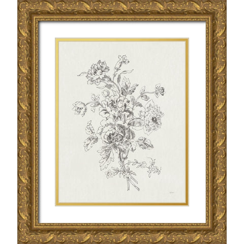 Toile Roses VIII Gold Ornate Wood Framed Art Print with Double Matting by Schlabach, Sue