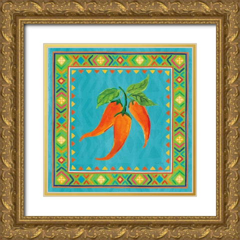 Mucho Caliente III Gold Ornate Wood Framed Art Print with Double Matting by Zaman, Farida