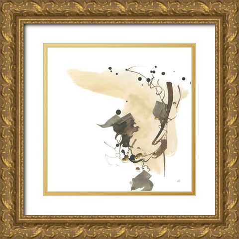 Gold Dots I Brown Gold Ornate Wood Framed Art Print with Double Matting by Paschke, Chris