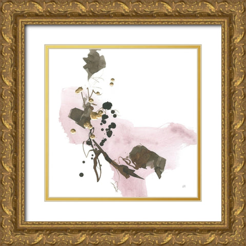 Gold Dots IV Pink Gold Ornate Wood Framed Art Print with Double Matting by Paschke, Chris