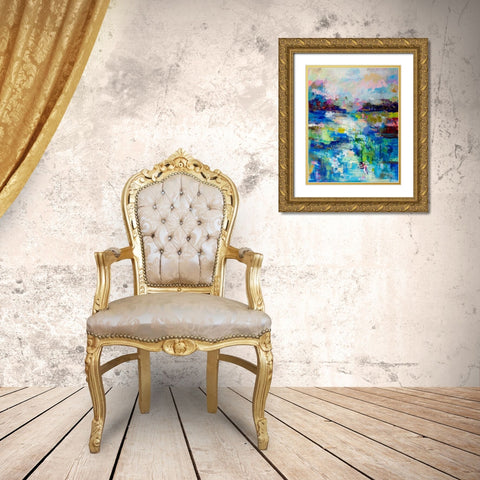 Abstract Evening Gold Ornate Wood Framed Art Print with Double Matting by Vertentes, Jeanette