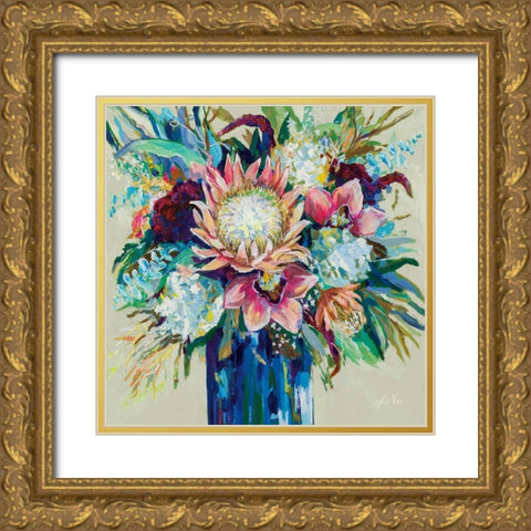 Marias Bouquet on Warm Gray Gold Ornate Wood Framed Art Print with Double Matting by Vertentes, Jeanette
