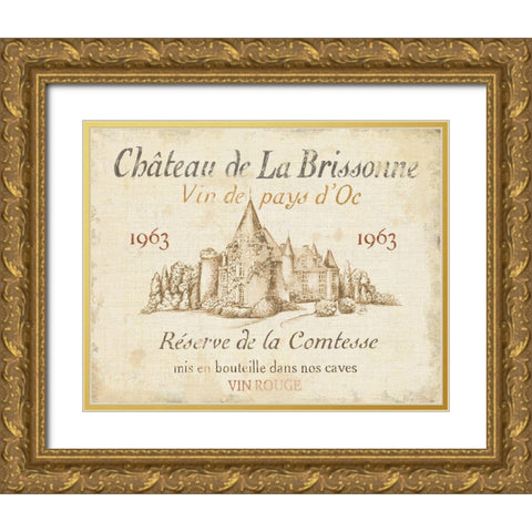 French Wine Label I Cream Gold Ornate Wood Framed Art Print with Double Matting by Brissonnet, Daphne