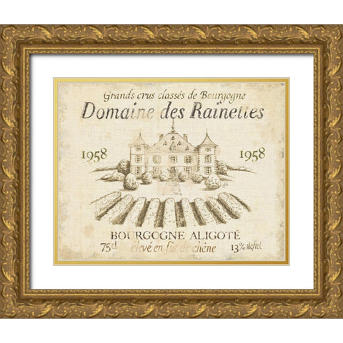 French Wine Label III Cream Gold Ornate Wood Framed Art Print with Double Matting by Brissonnet, Daphne