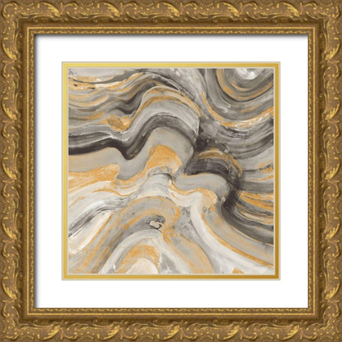 Floating Lava Autumn Gold Ornate Wood Framed Art Print with Double Matting by Hristova, Albena