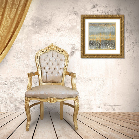Rain Abstract I Autumn Gold Ornate Wood Framed Art Print with Double Matting by Nai, Danhui