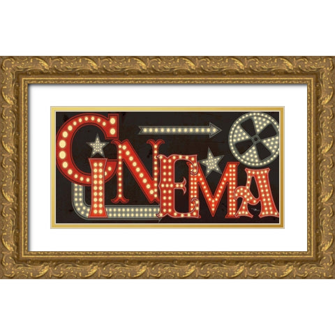 Movie Lights I v2 Gold Ornate Wood Framed Art Print with Double Matting by Pela Studio