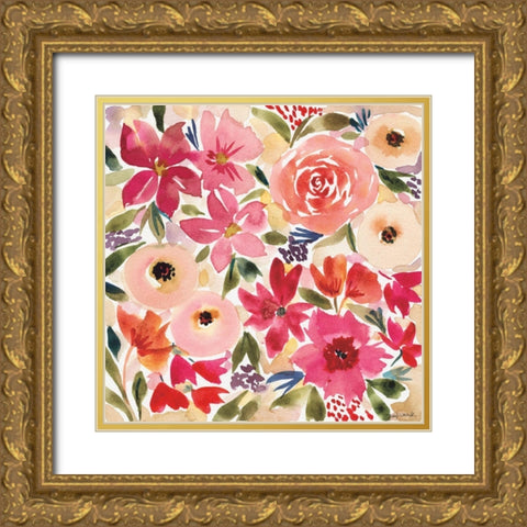 Cottage Garden Gold Ornate Wood Framed Art Print with Double Matting by Warrick, Cheryl