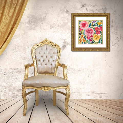 Summer Petals I Gold Ornate Wood Framed Art Print with Double Matting by Warrick, Cheryl