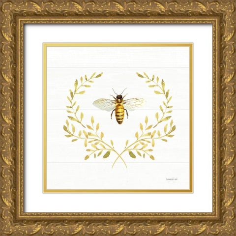 Bees and Blooms Bee Laurel Gold Ornate Wood Framed Art Print with Double Matting by Nai, Danhui