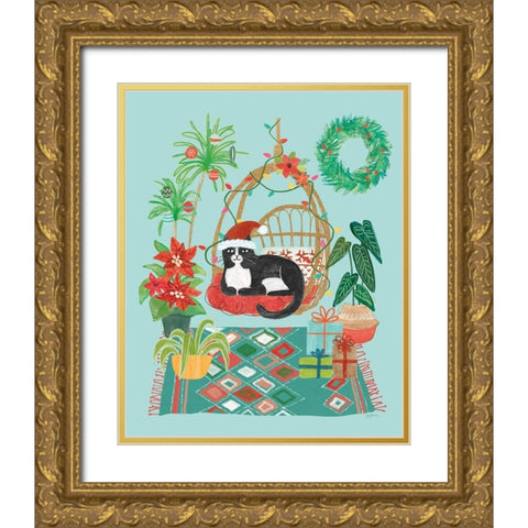 Urban Jungle Christmas I Gold Ornate Wood Framed Art Print with Double Matting by Urban, Mary