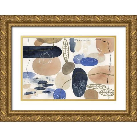 Leaves and Stones I Gold Ornate Wood Framed Art Print with Double Matting by Horn, Laura