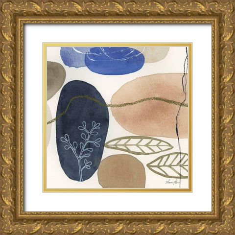 Leaves and Stones II Gold Ornate Wood Framed Art Print with Double Matting by Horn, Laura