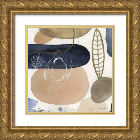 Leaves and Stones III Gold Ornate Wood Framed Art Print with Double Matting by Horn, Laura