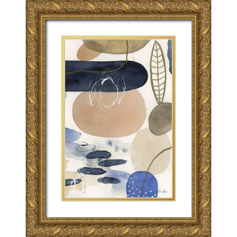 Leaves and Stones IV Gold Ornate Wood Framed Art Print with Double Matting by Horn, Laura
