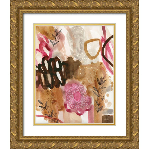 Petals and Fronds Gold Ornate Wood Framed Art Print with Double Matting by Horn, Laura