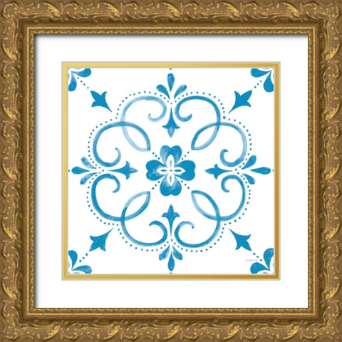 Blooming Orchard Tile II Gold Ornate Wood Framed Art Print with Double Matting by Nai, Danhui