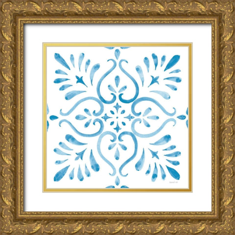 Blooming Orchard Tile IV Gold Ornate Wood Framed Art Print with Double Matting by Nai, Danhui