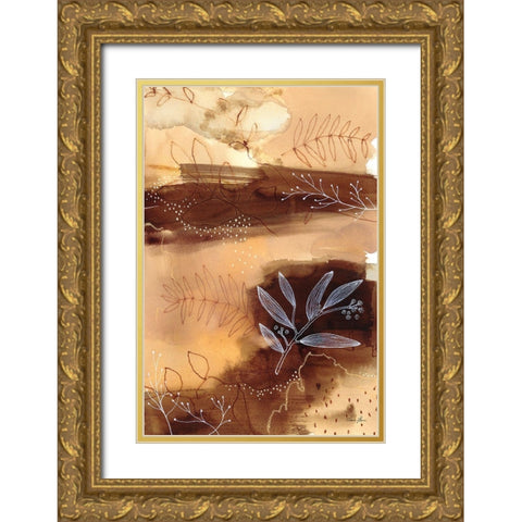Subtle Autumn Gold Ornate Wood Framed Art Print with Double Matting by Horn, Laura