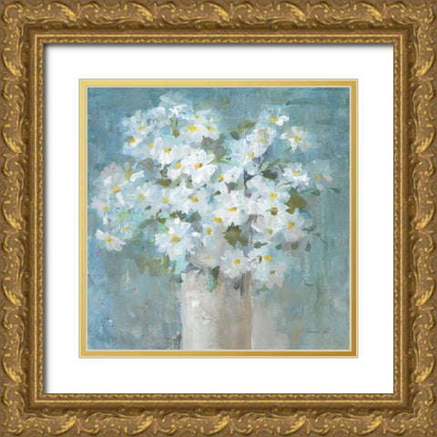 Daisies All Day Gold Ornate Wood Framed Art Print with Double Matting by Nai, Danhui