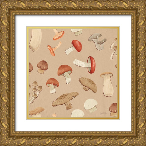 Mushroom Madness Pattern IC Gold Ornate Wood Framed Art Print with Double Matting by Penner, Janelle