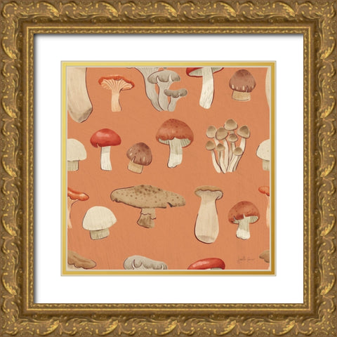 Mushroom Madness Pattern IIIB Gold Ornate Wood Framed Art Print with Double Matting by Penner, Janelle