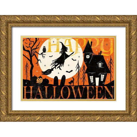 Halloween is Calling I Gold Ornate Wood Framed Art Print with Double Matting by Charron, Veronique