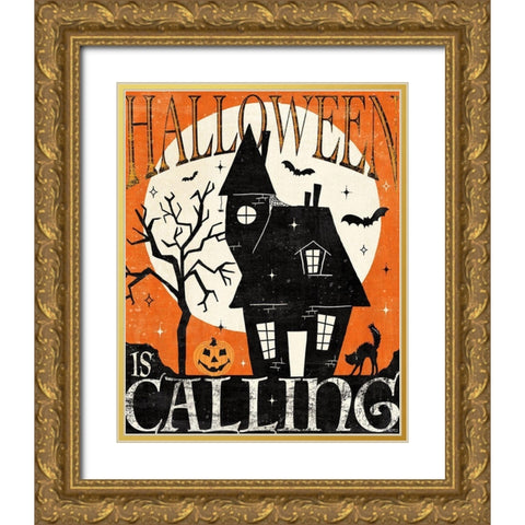 Halloween is Calling III Gold Ornate Wood Framed Art Print with Double Matting by Charron, Veronique