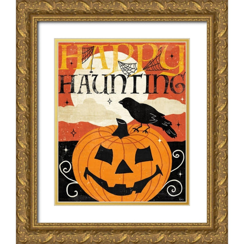 Halloween is Calling IV Gold Ornate Wood Framed Art Print with Double Matting by Charron, Veronique
