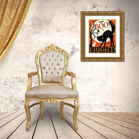 Halloween is Calling V Gold Ornate Wood Framed Art Print with Double Matting by Charron, Veronique