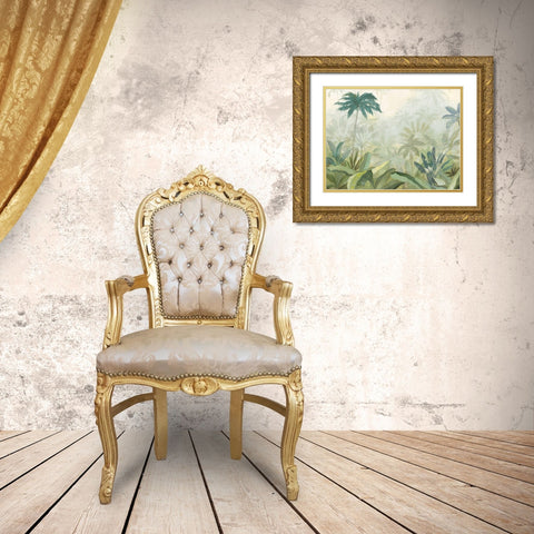 Lush Tropics Blue Gold Ornate Wood Framed Art Print with Double Matting by Purinton, Julia