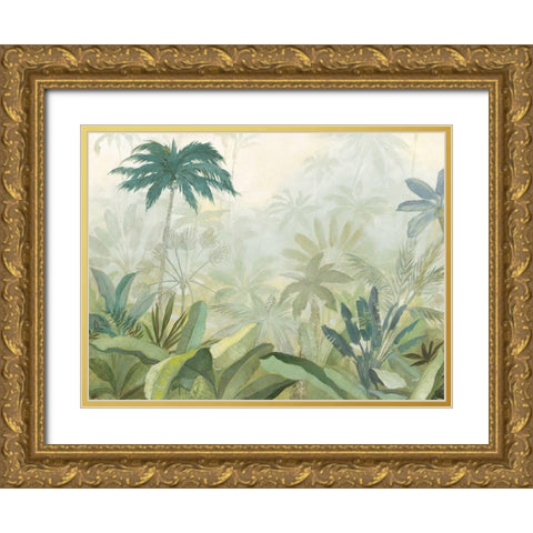 Lush Tropics Blue Gold Ornate Wood Framed Art Print with Double Matting by Purinton, Julia