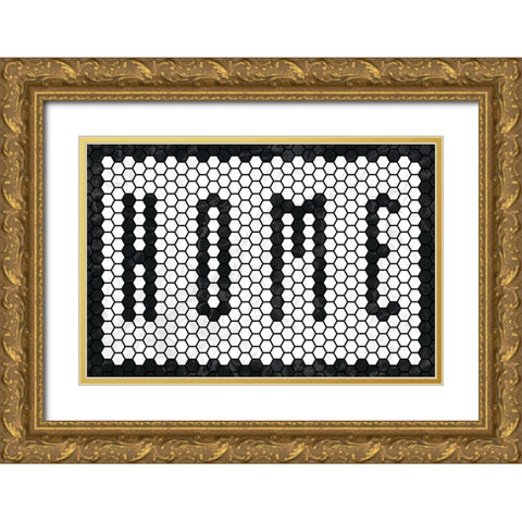 Home Tiles Gold Ornate Wood Framed Art Print with Double Matting by Wild Apple Portfolio