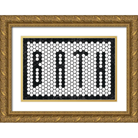 Bath Tiles Gold Ornate Wood Framed Art Print with Double Matting by Wild Apple Portfolio