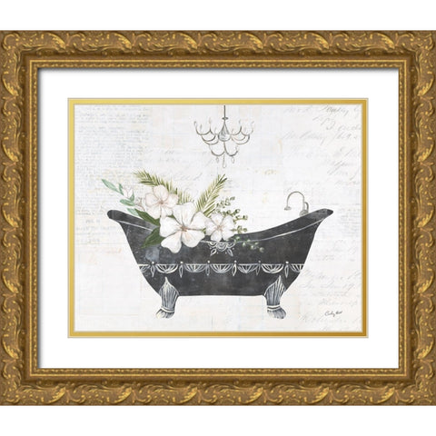 Floral Bath I Gold Ornate Wood Framed Art Print with Double Matting by Prahl, Courtney