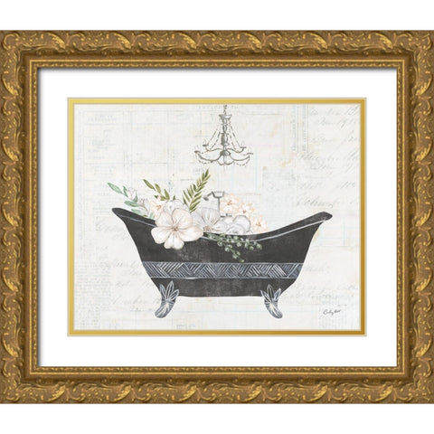 Floral Bath II Gold Ornate Wood Framed Art Print with Double Matting by Prahl, Courtney