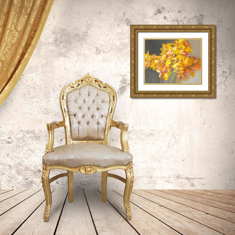 Orchid Dreaming Gold Ornate Wood Framed Art Print with Double Matting by Nai, Danhui