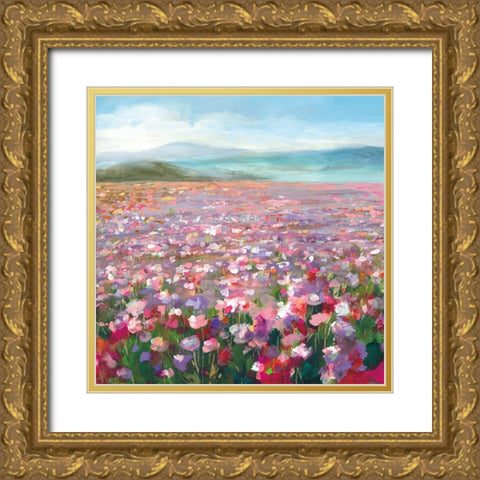 Headland Wildflowers Gold Ornate Wood Framed Art Print with Double Matting by Nai, Danhui