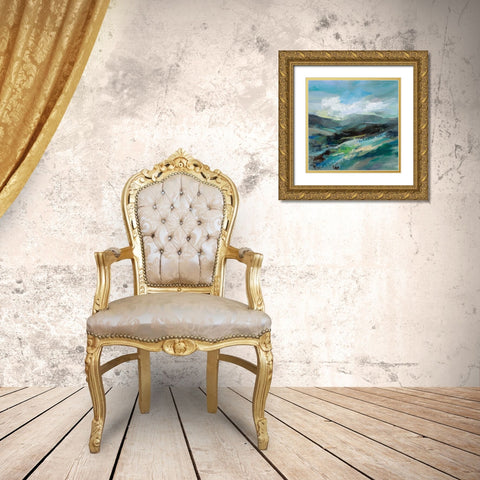Turquoise Slopes II Gold Ornate Wood Framed Art Print with Double Matting by Vassileva, Silvia