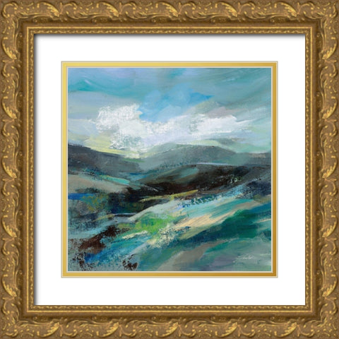 Turquoise Slopes II Gold Ornate Wood Framed Art Print with Double Matting by Vassileva, Silvia
