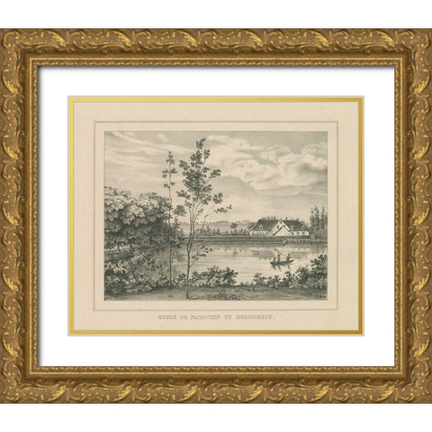 French Park Etching I Gold Ornate Wood Framed Art Print with Double Matting by Wild Apple Portfolio