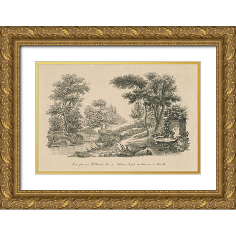 French Park Etching III Gold Ornate Wood Framed Art Print with Double Matting by Wild Apple Portfolio