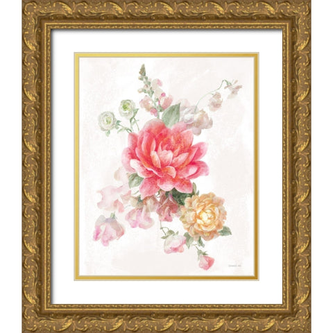 Sorbet Floret IV Gold Ornate Wood Framed Art Print with Double Matting by Nai, Danhui