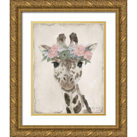 Flower Friends II Neutral Gold Ornate Wood Framed Art Print with Double Matting by Adams, Emily