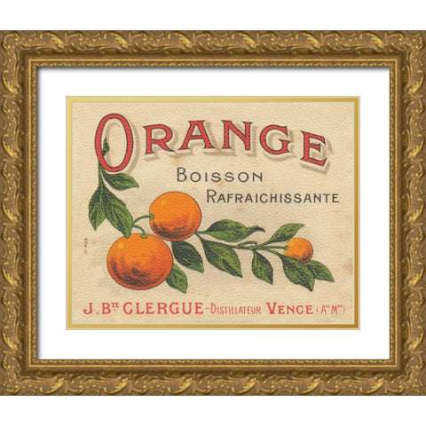 Orange Label Gold Ornate Wood Framed Art Print with Double Matting by Wild Apple Portfolio