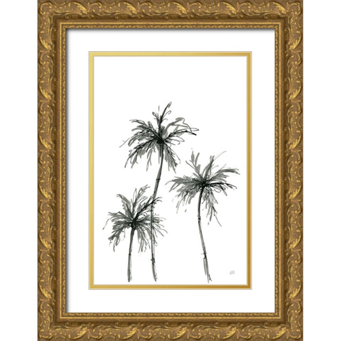 Shadow Palms I Gold Ornate Wood Framed Art Print with Double Matting by Paschke, Chris