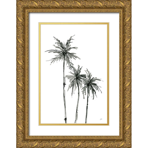 Shadow Palms II Gold Ornate Wood Framed Art Print with Double Matting by Paschke, Chris