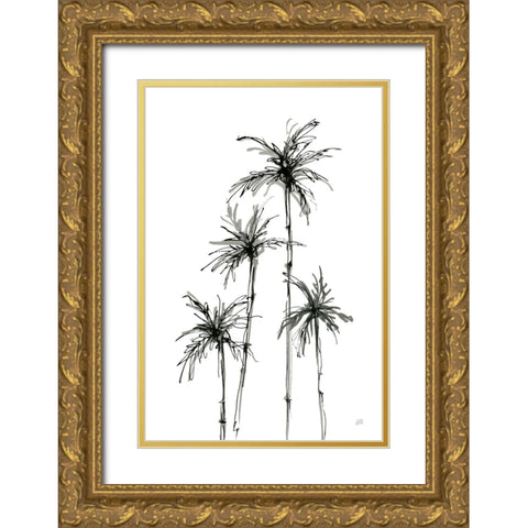 Shadow Palms III Gold Ornate Wood Framed Art Print with Double Matting by Paschke, Chris